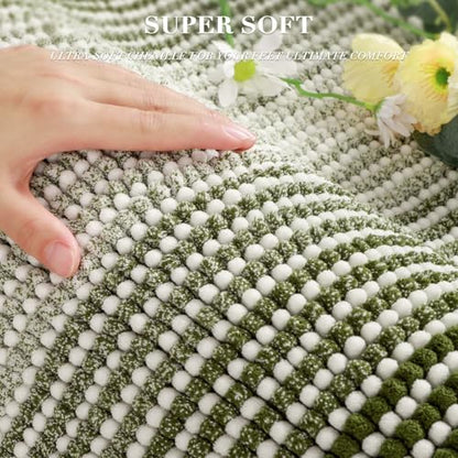 BSICPRO Bathroom Rugs Sets 2 Piece, Non Slip Striped Bath Mats, Sage - color: Sage, size: 20" x 32" Plus 16" x 24"