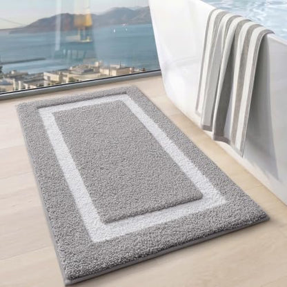 LUMI Bathroom Rug, Non Slip Absorbent Bath Mat, Light Grey, 20"x32" - color: Light Grey, size: 20"x32"