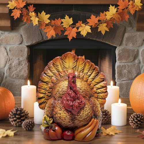 Hodao Thanksgiving Turkey Figurine, Resin Fall Tabletop Decor for Home