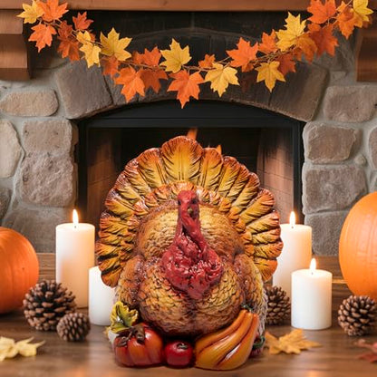 Hodao Thanksgiving Turkey Figurine, Resin Fall Tabletop Decor for Home