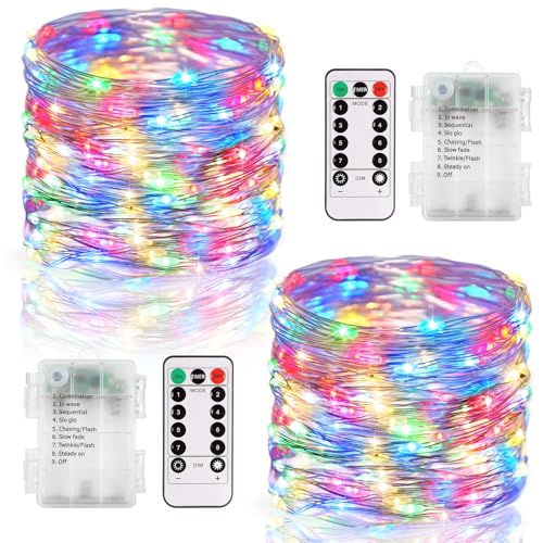 CCILAND 2 Pack Fairy Lights Battery Operated with Remote Timer (Multicolor) - color: Multicolor