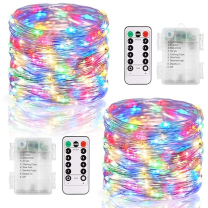 CCILAND 2 Pack Fairy Lights Battery Operated with Remote Timer (Multicolor) - color: Multicolor
