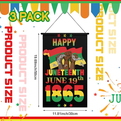Tegeme 3 Pcs Happy Juneteenth Day Door Sign African American Flag - style: Juneteenth
