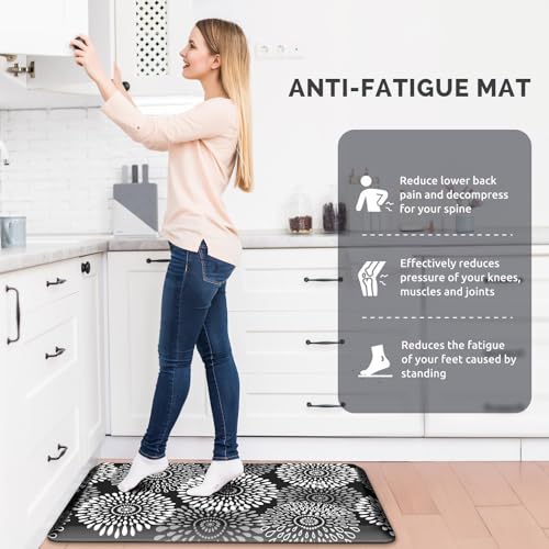 Kitchen Mat Water-Resistant Kitchen Rugs Cushioned Anti-Fatigue Floor Mat - color: Black, size: 28"L x 17.3"W x 0.5"Th