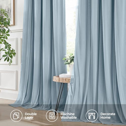 100% Blackout Curtains for Bedroom, Double Layer Blue 63" L - color: Celestial Blue, size: 52"W x 63"L (Pack of 2)