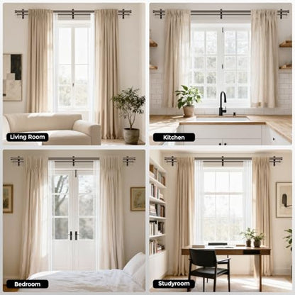 Double Curtain Rod, 36-76 Inch Bronze Modern Heavy Duty Dual Rods - color: Bronze, size: 36"-76"