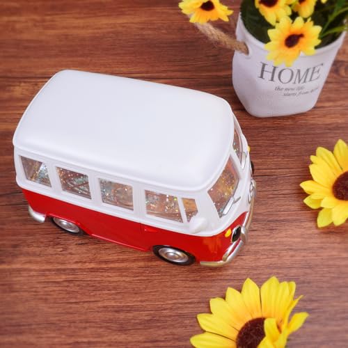 Bus Snow Globe with 6H Timer and Swirling Glitter, USB & Battery Powered, Night Light Snowglobes Statue for Home & Office, Gift Idea (Bus) - color: Bus