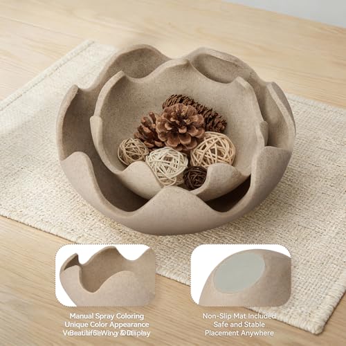 Wavy Decorative Bowl Home Decor, Set of 2 Fruit Bowl Kitchen Counter