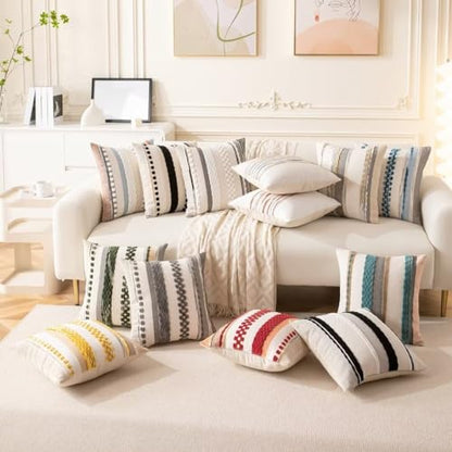 Boho Throw Pillow Covers Decorative Neutral Farmhouse Pillow case - color: Black Stripe 2