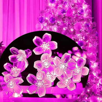 33ft 100 LED Plug in Fairy Lights, Pink Christmas Flower String Lights - color: 100 LED Pink
