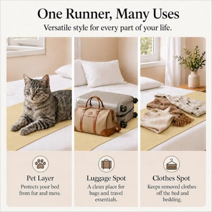 Solid Bed Runner Set,2 Pillow Covers,Mustard Yellow,70.9x19.7in - color: Mustard Yellow, size: Twin/Twin XL
