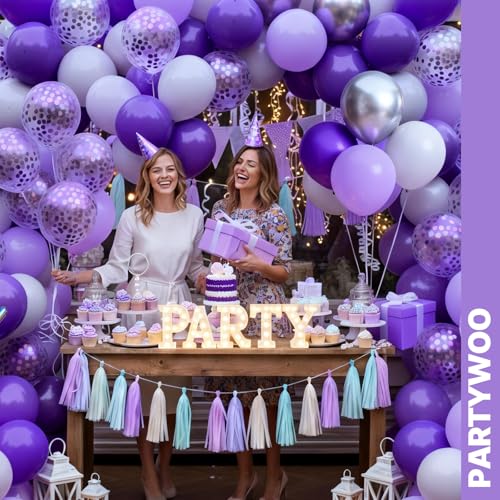 PartyWoo Purple Balloons 66pcs 12 Inch Light Purple Lilac Lavender Balloons - color: Purple-3318