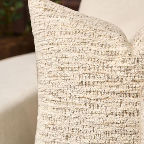 Yangest Chenille Pillow Cover 12 x 20 Inches, Thick Textured Rectangle Throw Pillow Cover Farmhouse Modern Soft Accent Couch Neutral Pillow Cover for Living Room Bedroom, Beige - color: Beige, size: 20" x 12" (Pack of 1)
