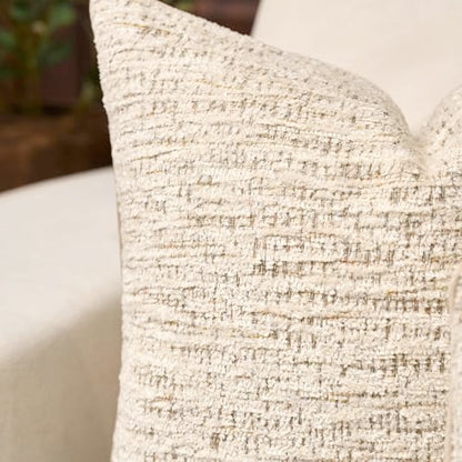 Yangest Chenille Pillow Cover 20 x 20 Inches, Thick Textured Square Throw Pillow Cover Farmhouse Modern Soft Accent Couch Neutral Pillow Cover for Living Room Bedroom, Beige - color: Beige, size: 20" x 20" (Pack of 1)