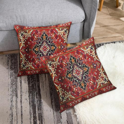 Britimes Throw Pillow Covers Set of 2, 18 x 18 Inch, Tribal Red - color: Ethnic Tribal 10, size: 18" x 18" (Pack of 2)