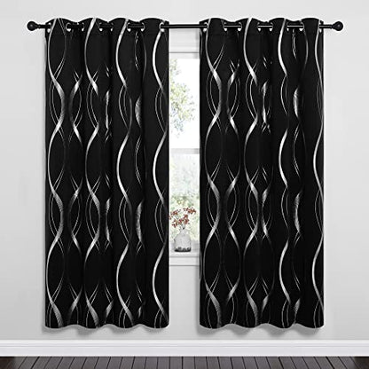 NICETOWN Blackout Curtain Panels 72 inches - Light Reducing Thermal Insulated Solid Grommet Blackout Curtains/Panels/Drapes for Living Room/Nursery/Kids Room (Set of 2, 52 inches by 72 Inch, Black) - color: 1 - Black, size: 52"W x 72"L (Pack of 2)