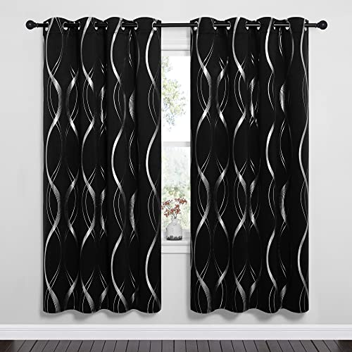 NICETOWN Blackout Curtain Panels 72 inches - Light Reducing Thermal Insulated Solid Grommet Blackout Curtains/Panels/Drapes for Living Room/Nursery/Kids Room (Set of 2, 52 inches by 72 Inch, Black) - color: 1 - Black, size: 52"W x 72"L (Pack of 2)