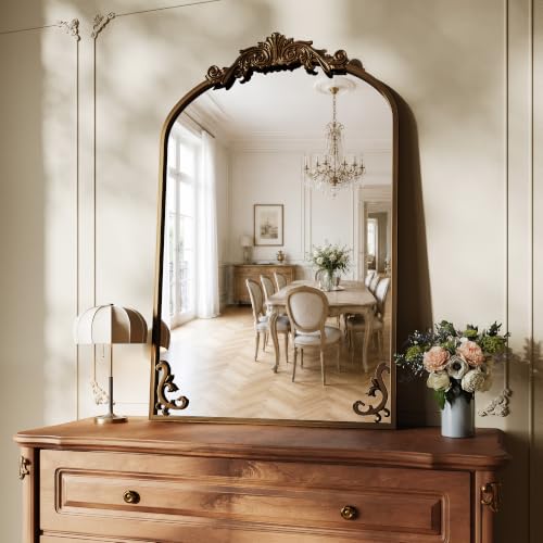 Koonmi Vintage Wall Mirror, 38“x26” Arched Antique Mirror