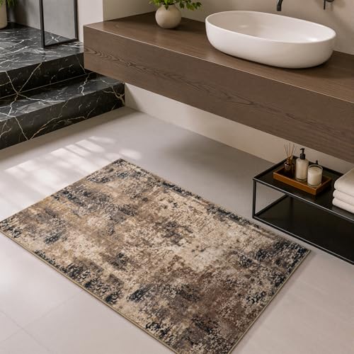 Merelax 2x3 Entryway Door Mat, Washable, Non-Slip, Brown Red, Low Pile Rug - color: Brown Red, size: 2' x 3'(24''x36'')