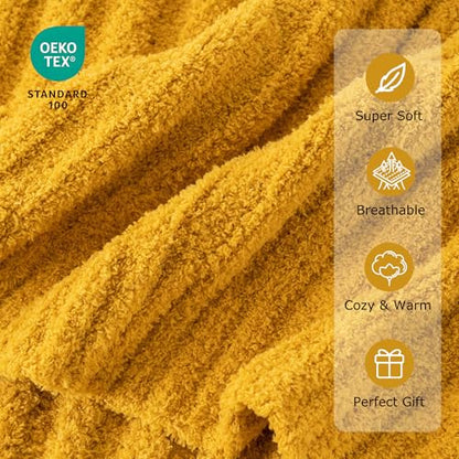 Battilo Yellow Throw Blanket for Couch, Fluffy Soft Blankets, 50"x60" - color: Yellow, size: 50"x60"