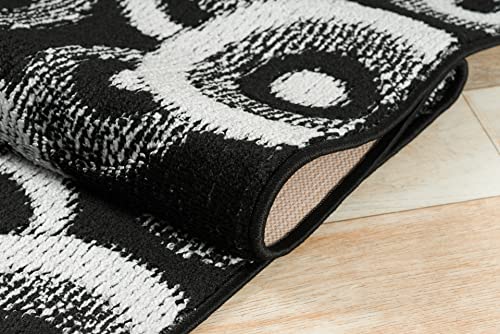 REMNAZ Custom Size Hallway Runner Rug, Geo Black, 31 in x 6 ft - color: Geo / Black, size: 31 inch Width X 6 Feet Length