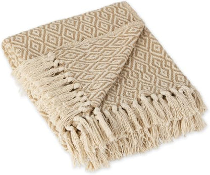DII Rustic Farmhouse Double Diamond Woven Throw,Stone, 50x60 (Pack of 12) - color: Stone, size: 50x60" (Pack of 12)