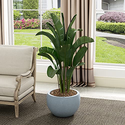 Kante Small Round Bowl Blue Gray Concrete Planter 11.8" Dia, Outdoor - color: Gray, size: 11.8" d