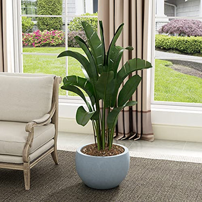 Kante Small Round Bowl Blue Gray Concrete Planter 11.8" Dia, Outdoor - color: Gray, size: 11.8" d