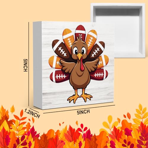 Turkey Football Fall Thanksgiving Wood Decorations Sign for Home - color: Turkey