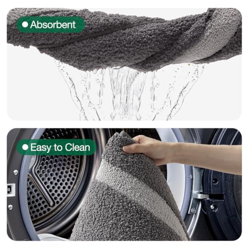LUMI Bathroom Rug, Non Slip Absorbent Bath Mat, Dark Grey, 16"x24" - color: Dark Grey, size: 16"x24"