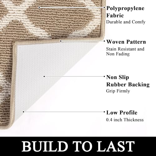 SHACOS Washable Kitchen Runner Rugs 2x8 ft Non Slip Dirt Trappe, Beige - color: Beige, size: 2' x 8'