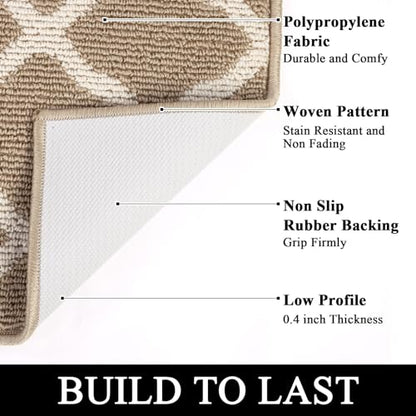 SHACOS Washable Kitchen Runner Rugs 2x8 ft Non Slip Dirt Trappe, Beige - color: Beige, size: 2' x 8'
