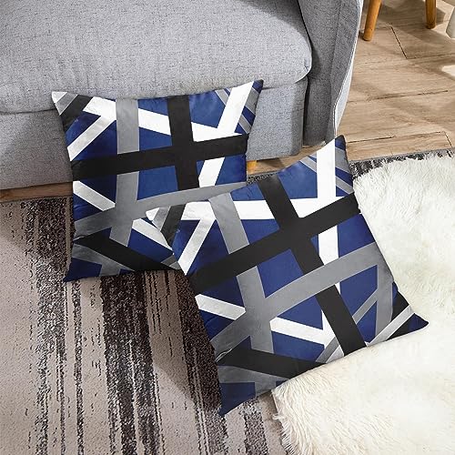 Emvency Throw Pillow Covers Set of 2, 16 x 16 Inch, Striped Retro Blue - color: Blue, size: 16" x 16" (Pack of 2)