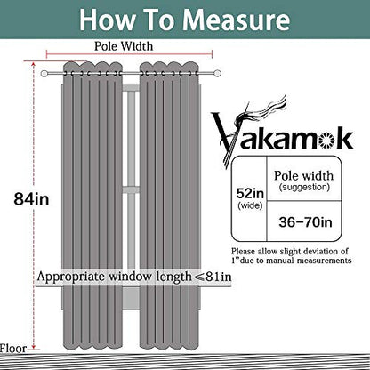 Yakamok Grey Room Darkening Curtains 52x84 inch Gray Grommet-Living Room - color: Grey, size: 52"W x 84"L (Pack of 2)