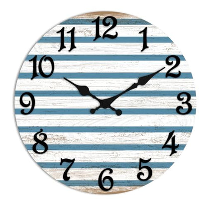 ArtSocket Round Wall Clock Silent Non-Ticking 8", Coastal - color: Farmhouse Rustic Coastal, size: 8in