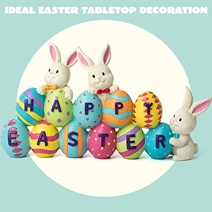 JOYIN Easter Bunny Carrots Resin Centerpiece Decor with The Word Spring Decoration Tabletop & Egg Figuring for Home and Office