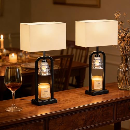 PoKat 21.5'' Matte Black Table Lamps Set of 2 with Candle Warmer & Gift Box - color: Set of 2 - Black