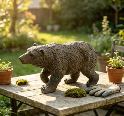 Rustic Bear Statue Shelf Decor - color: Black Brown-s