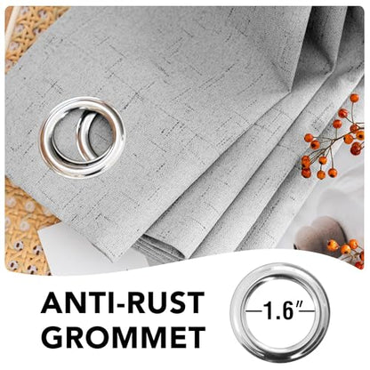 H.VERSAILTEX 100% Blackout Linen Curtains 120" L 2 Panels Glacier Gray - color: Glacier Gray, size: 52"W x 120"L (Pack of 2)