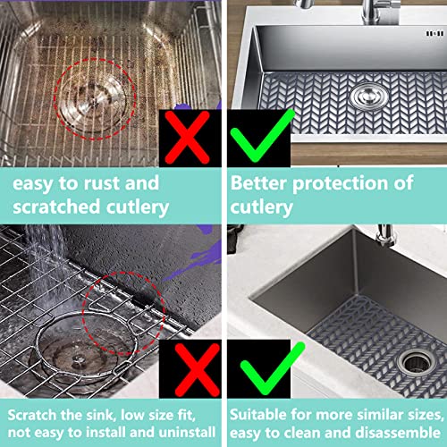 AWOKE Silicone Sink Protectors for Kitchen Sink, 26x14in Rear Drain - size: 26 x 14 Rear Drain