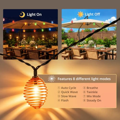 Solar String Lights Outdoor，Solar Patio Light with 20 Warm White LED