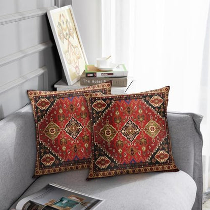 Britimes Throw Pillow Covers Set of 2, 18 x 18 Inch, Red Aztec - color: Ethnic Tribal 15, size: 18" x 18" (Pack of 2)