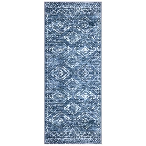 KILOCOCO Washable Runner Rug 2x5 ft Hallway Runners, Stonewashed Blue - color: Stonewashed Blue, size: 2' x 5' (Runner)