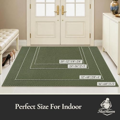 Dirt Trapper Door Mat 20"x 32", Non Slip Washable Doormat, Green - color: Green, size: 20" x 32"