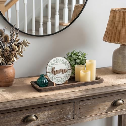 Romadedi Wooden Decorative Tray Candle Holder - color: Rustic-rectangular, size: 15.7" x 6.8" x 1.3"