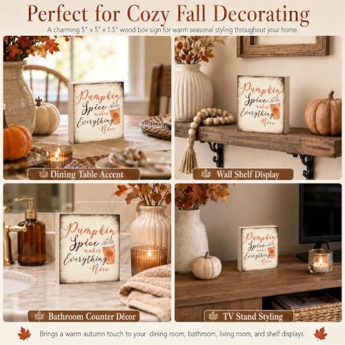 Fall Signs Pumpkin Spice Makes Everything Nice Coffee Wood Sign Fall Decor - color: FALL25
