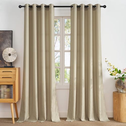 NICETOWN Semi Sheer Curtains 84 Inch Length 2 Panels for Living Room - color: Khaki, size: 52"W x 84"L (Pack of 2)