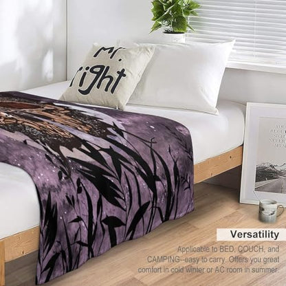 Death Moth Blanket, Boho Gothic Skull Moth Purple Starry Plant Full Moon Mysterious Witchy Throw Blanket for Couch Sofa Office Bed Travelling Bed Throws, 30"x40" - color: Death Moth, size: 30"x40"