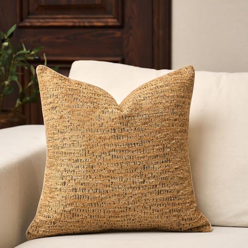 Yangest Chenille Pillow Cover 20 x 20 Inches, Thick Textured Square Throw Pillow Cover Farmhouse Modern Soft Accent Couch Neutral Pillow Cover for Living Room Bedroom, Yellow - color: Yellow, size: 20" x 20" (Pack of 1)