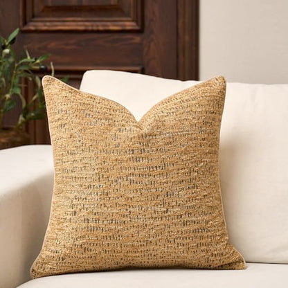 Yangest Chenille Pillow Cover 20 x 20 Inches, Thick Textured Square Throw Pillow Cover Farmhouse Modern Soft Accent Couch Neutral Pillow Cover for Living Room Bedroom, Yellow - color: Yellow, size: 20" x 20" (Pack of 1)